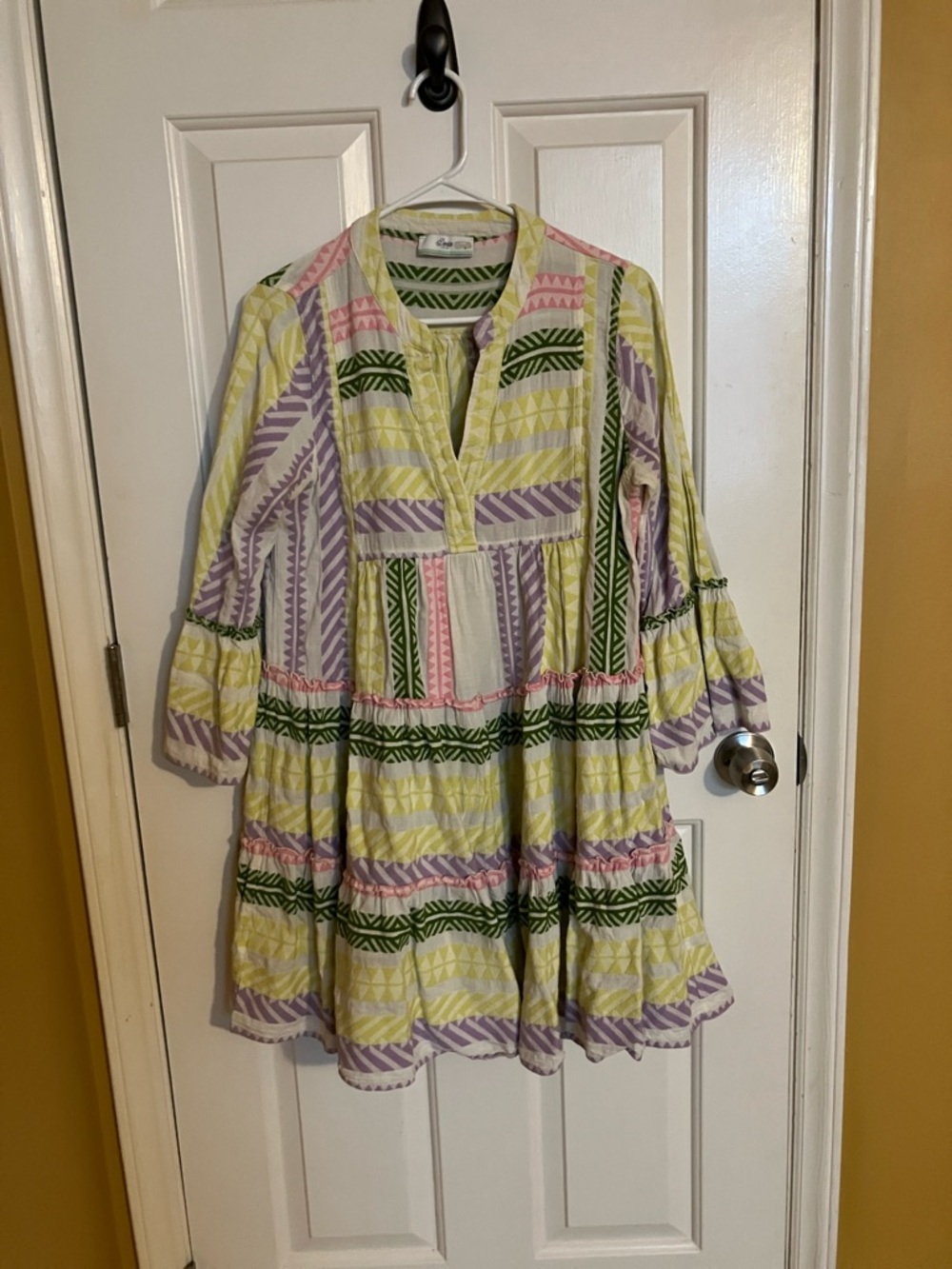 Devotion TWINS Yellow, Purple, Green & Pink Patterned Tiered Dress